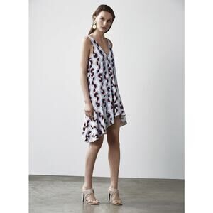 C/MEO Collective Retro Printed Ruffled Trim Sleeveless Dress Size Large NEW